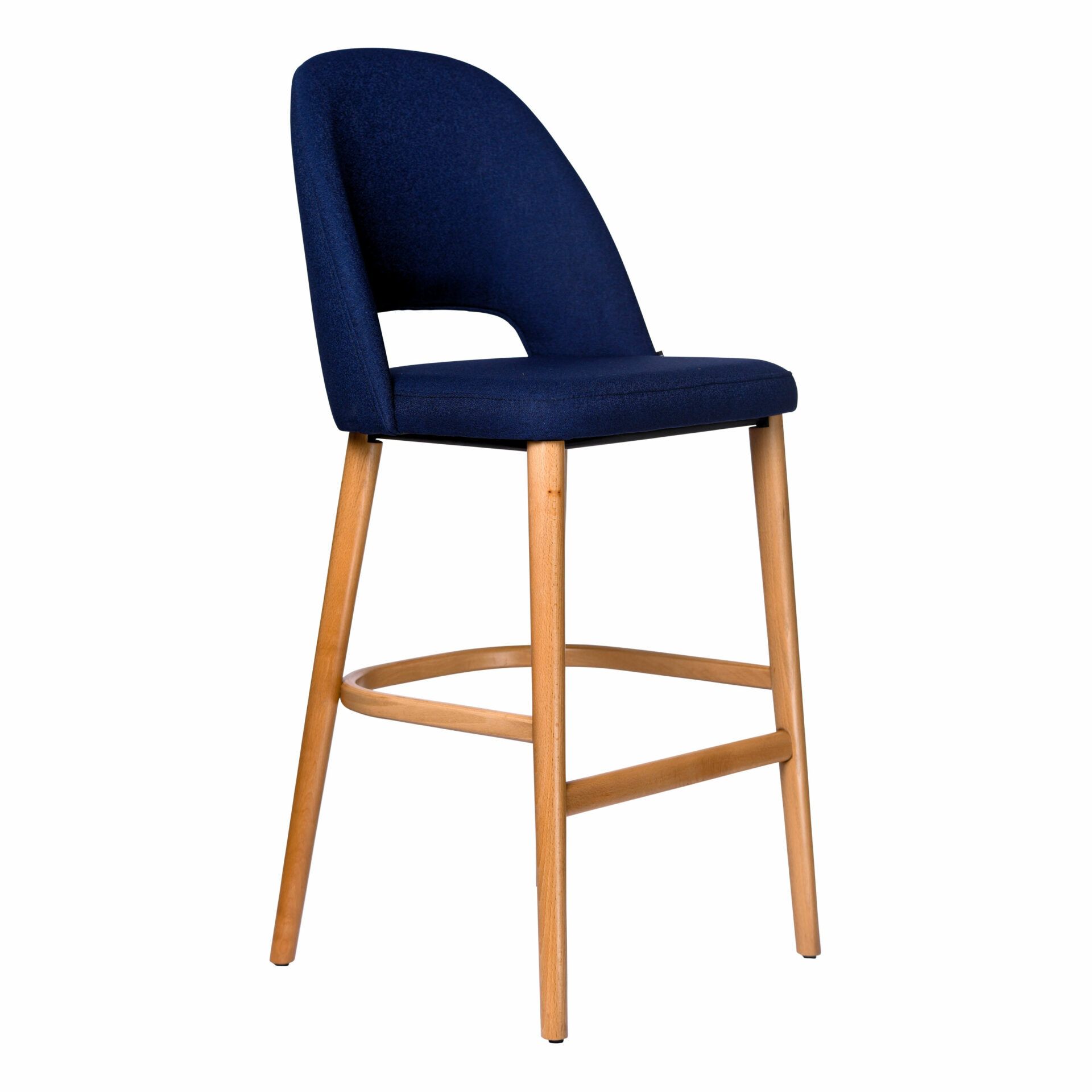 Semifreddo Stool - Trojan Oak Legs/Navy Woven Fabric