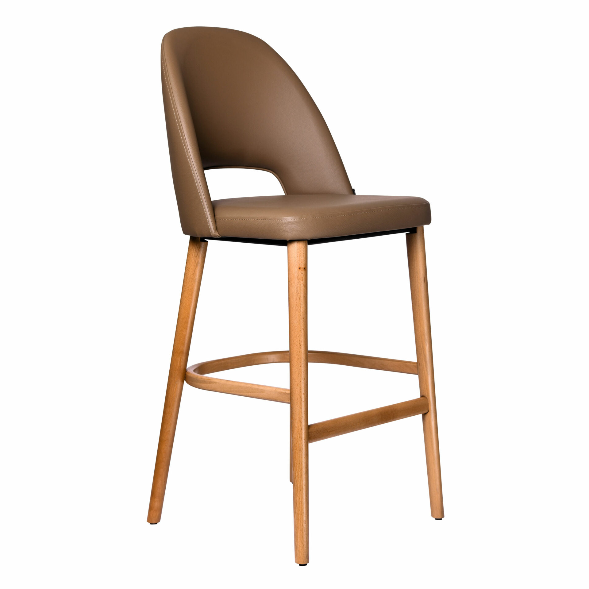 Semifreddo Stool - Trojan Oak Legs/Taupe Vinyl