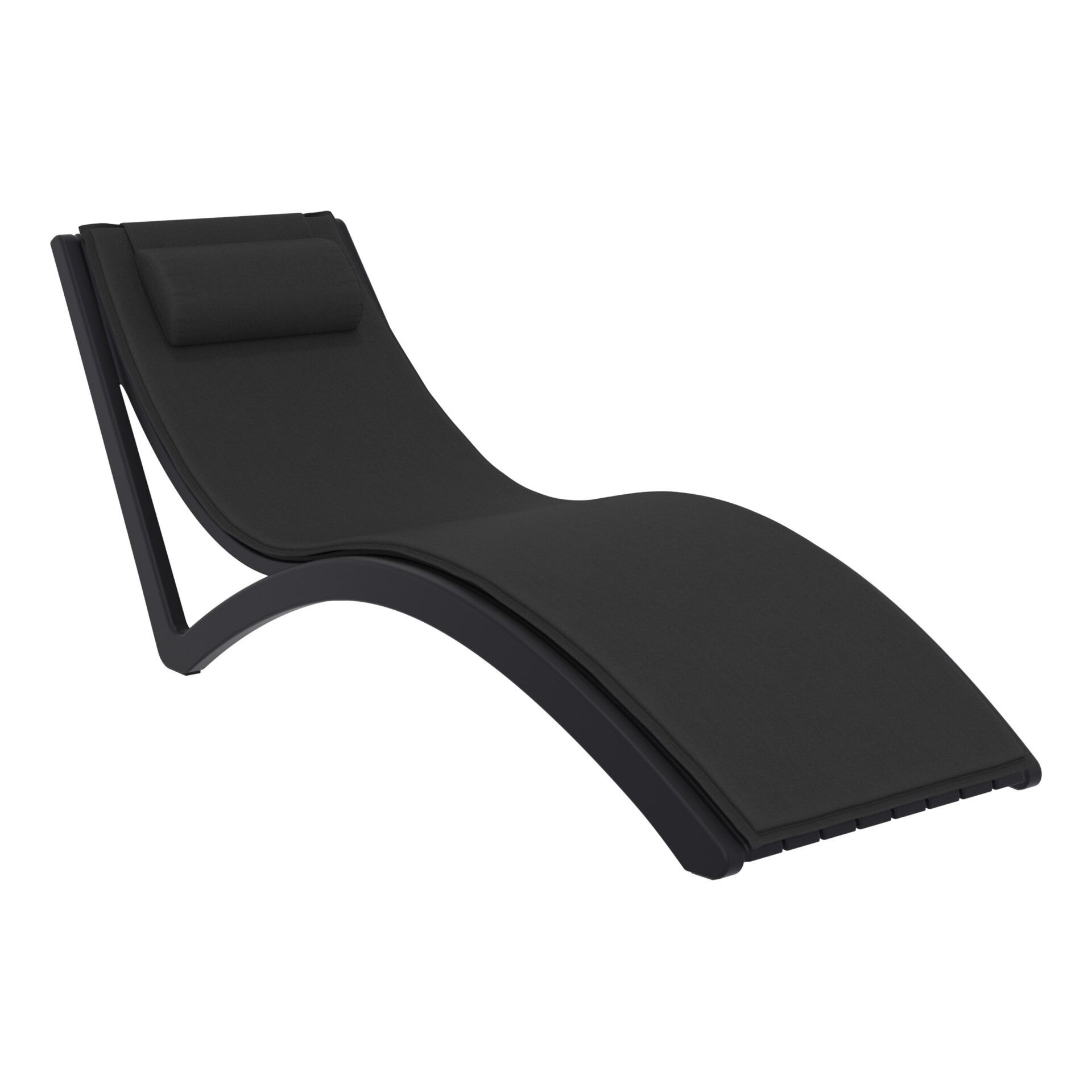Slim Sunlounger - Black with Black Cushion and Pillow