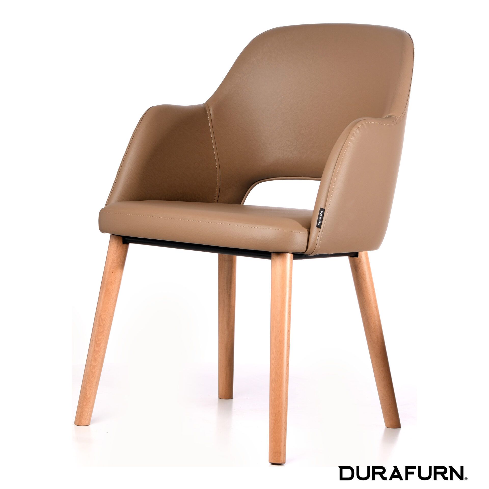 Sorbet Arm Chair - Trojan Oak Legs/Taupe Vinyl