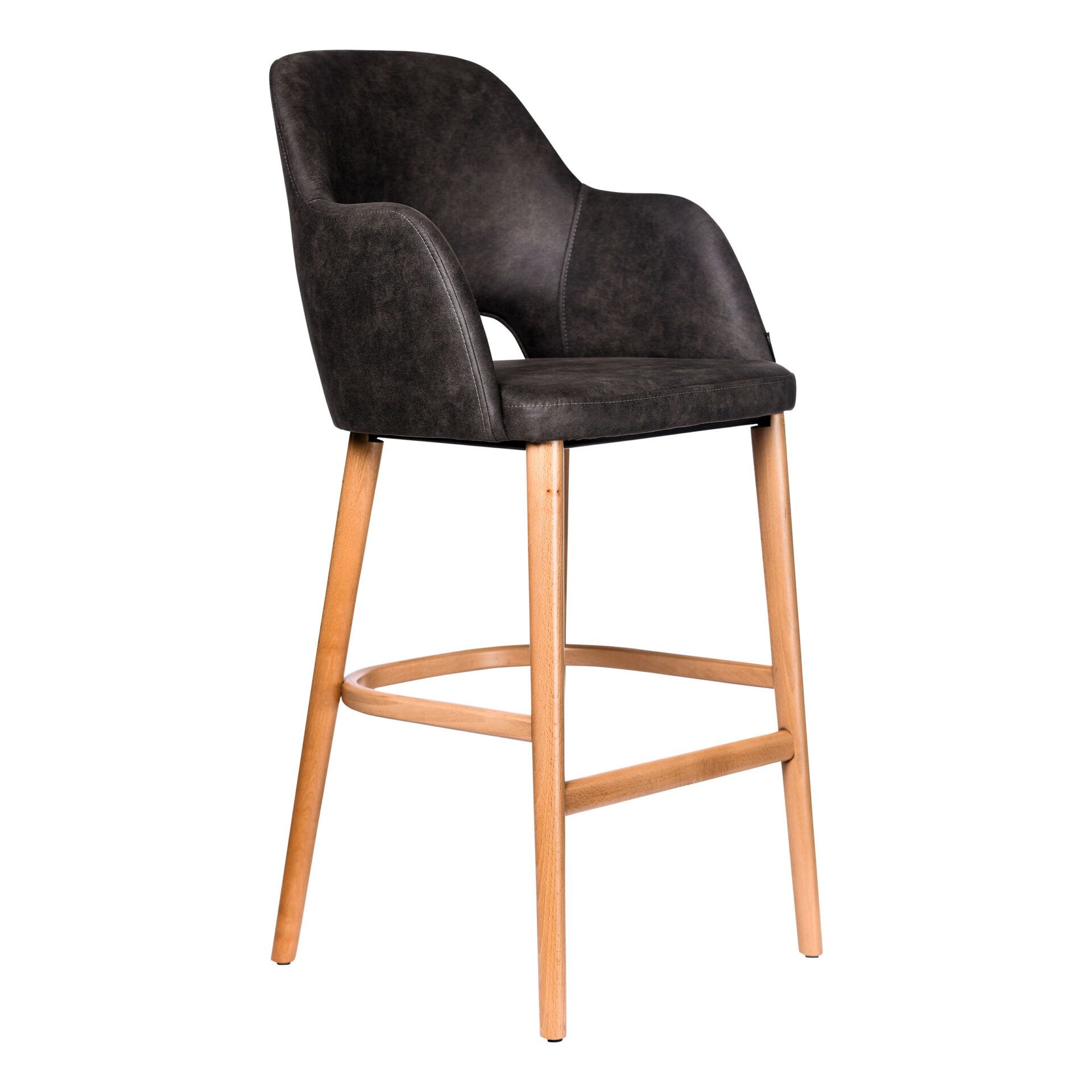 Sorbet Stool - Trojan Oak Legs/Charcoal Premium Vinyl