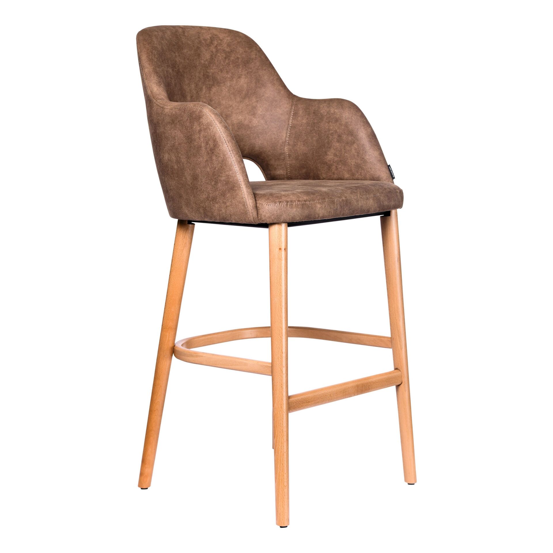 Sorbet Stool - Trojan Oak Legs/Mocha Premium Vinyl