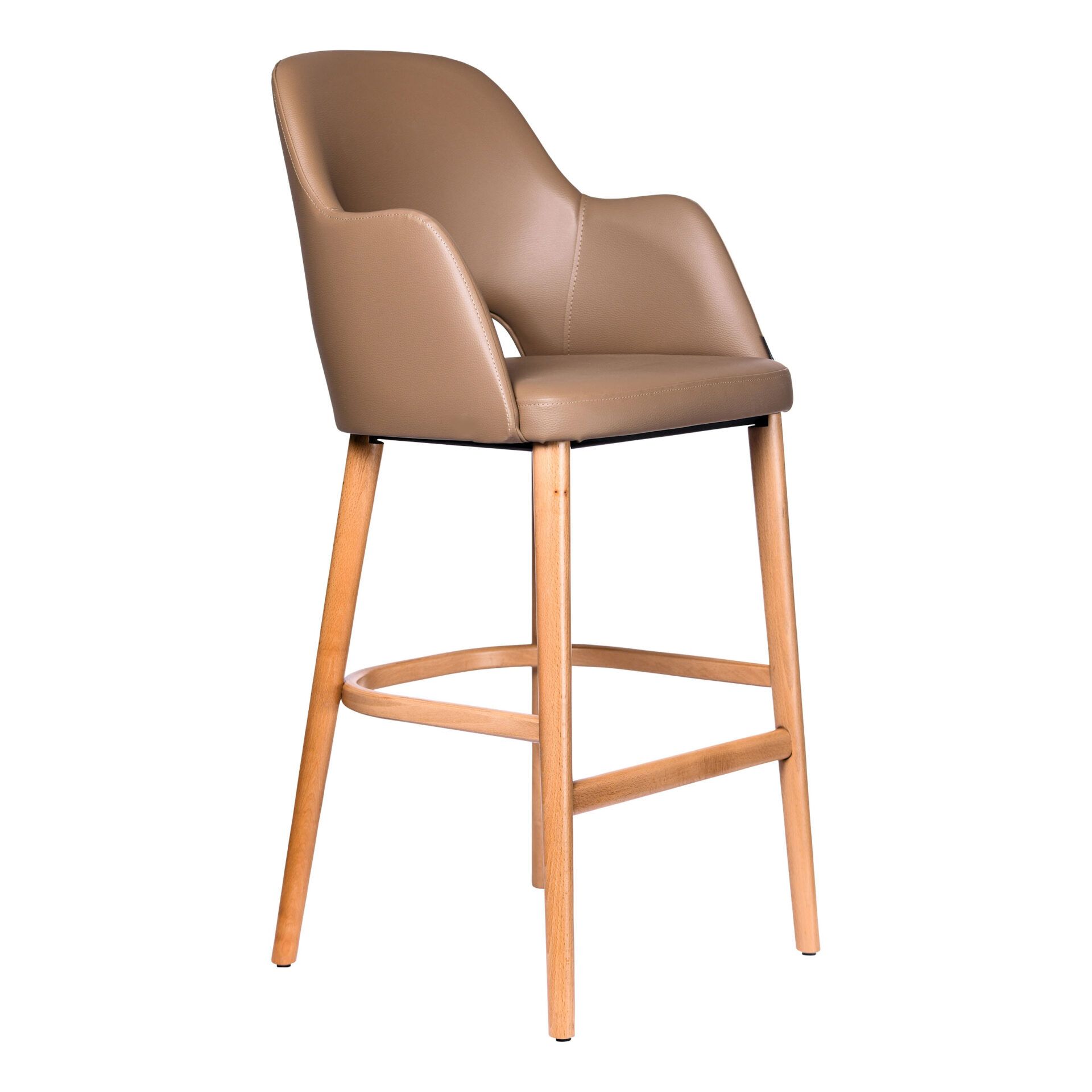 Sorbet Stool - Trojan Oak Legs/Taupe Vinyl