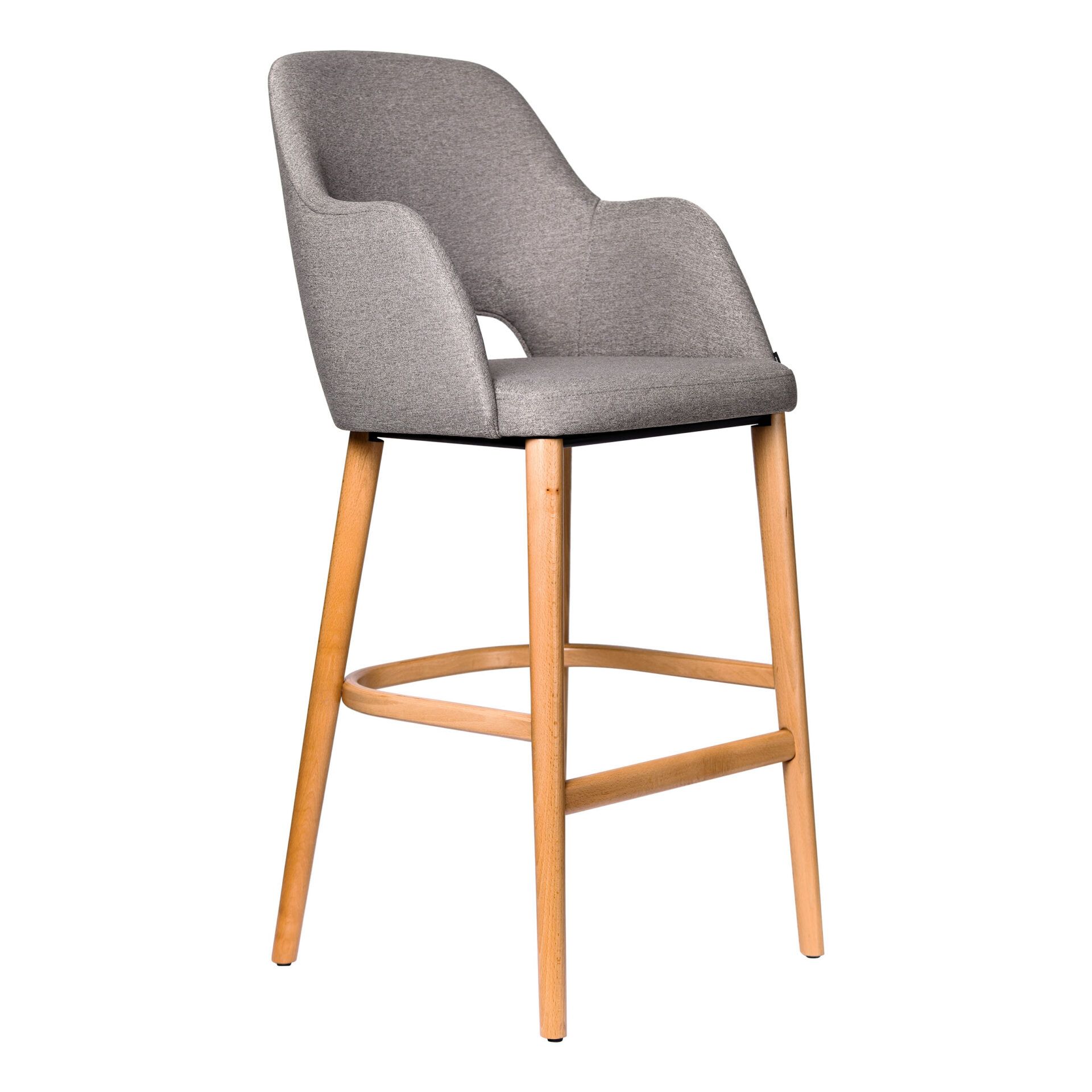 Sorbet Stool - Trojan Oak Legs/Taupe Woven Fabric