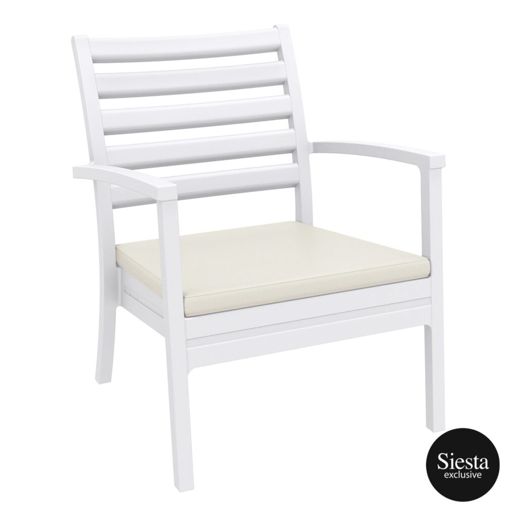 Artemis XL Armchair – White with Beige Seat Cushion image