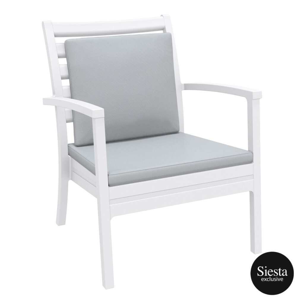 Artemis XL Armchair – White with Light Grey Seat and Back Cushion image