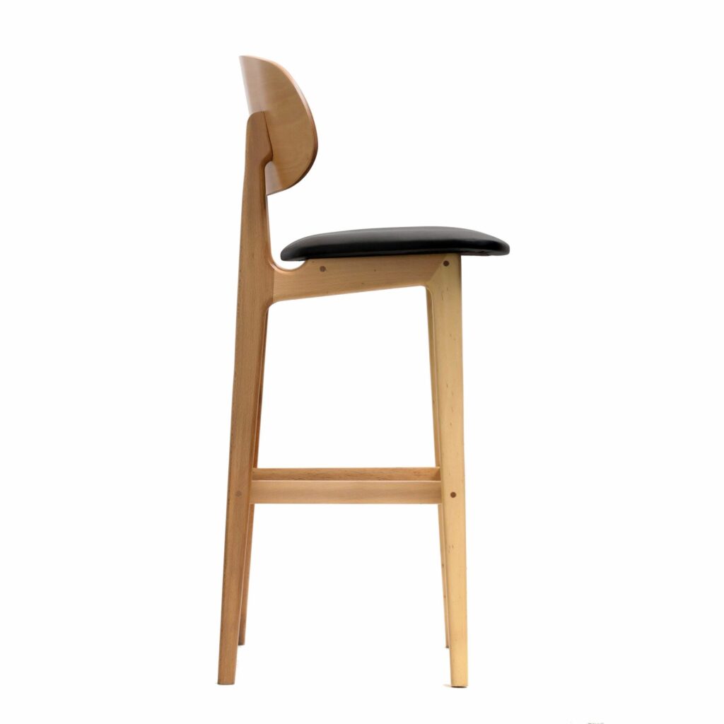 Ban Barstool – Black Dolaro Vinyl Seat – Trojan Oak Frame image