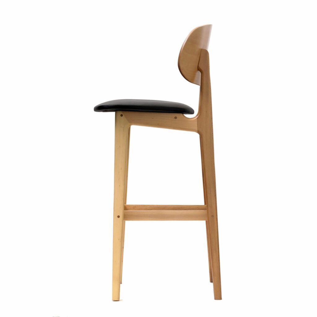 Ban Barstool – Black Dolaro Vinyl Seat – Trojan Oak Frame image