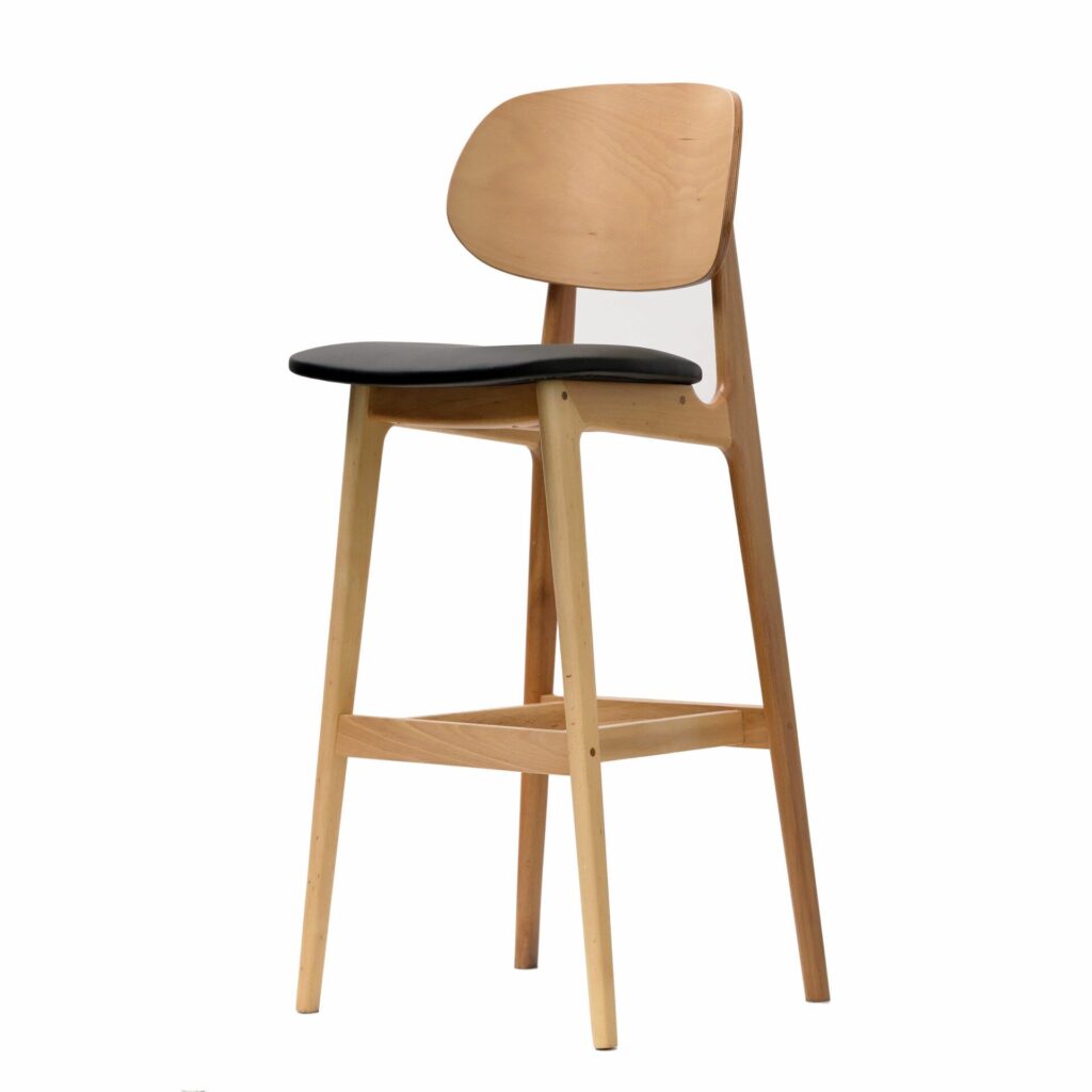 Ban Barstool – Black Dolaro Vinyl Seat – Trojan Oak Frame image