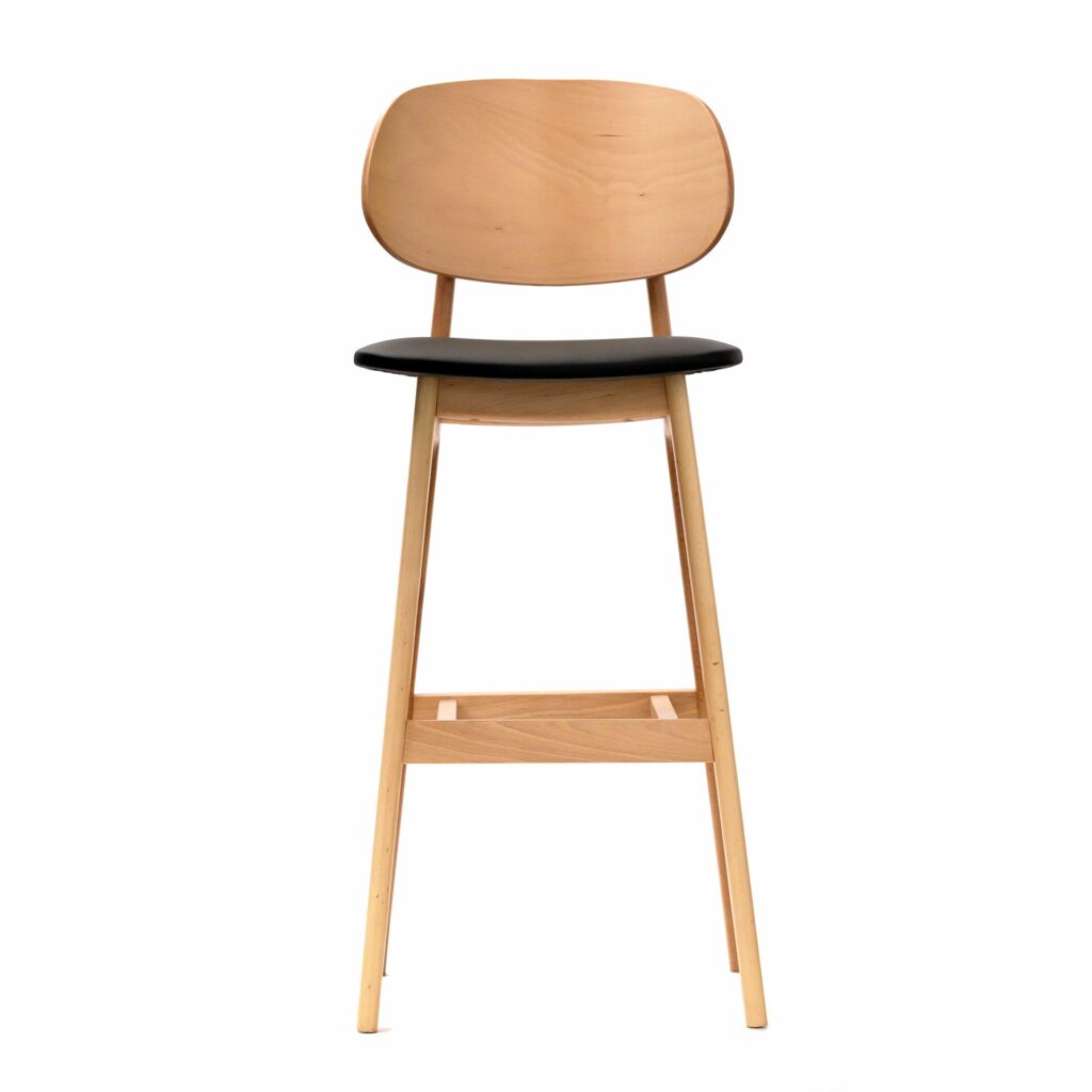 Ban Barstool – Black Dolaro Vinyl Seat – Trojan Oak Frame image
