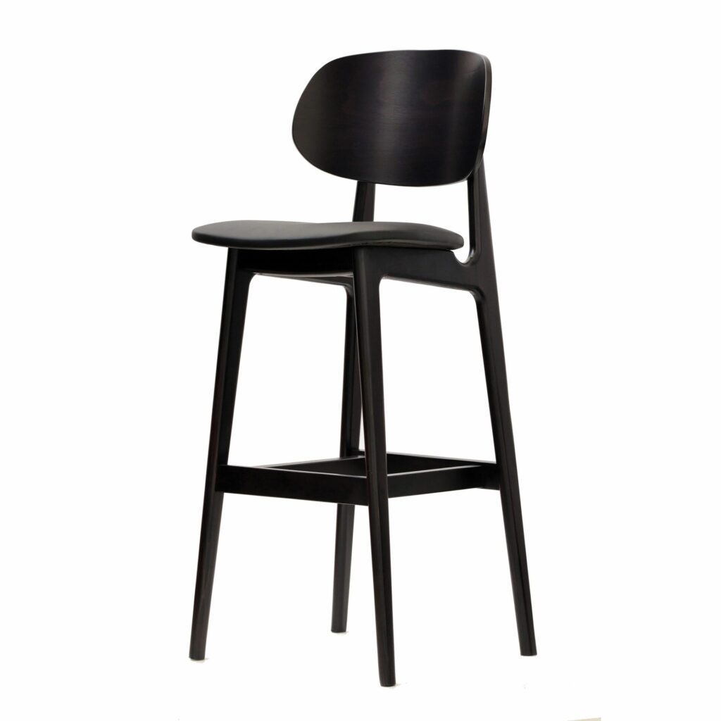 Ban Barstool – Black Dolaro Vinyl Seat – Wenge H Frame image