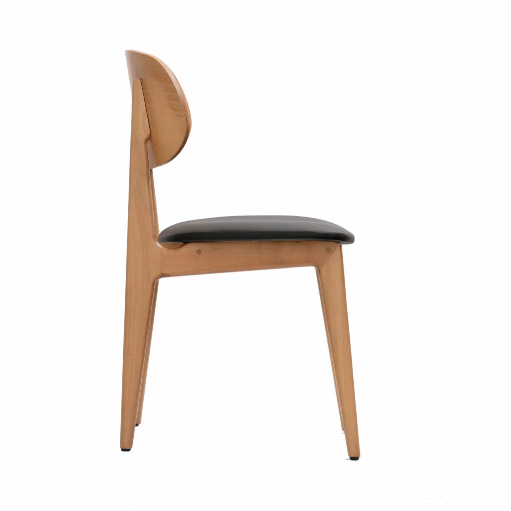 Ban Chair – Black Dolaro Vinyl Seat – Trojan Oak Frame image