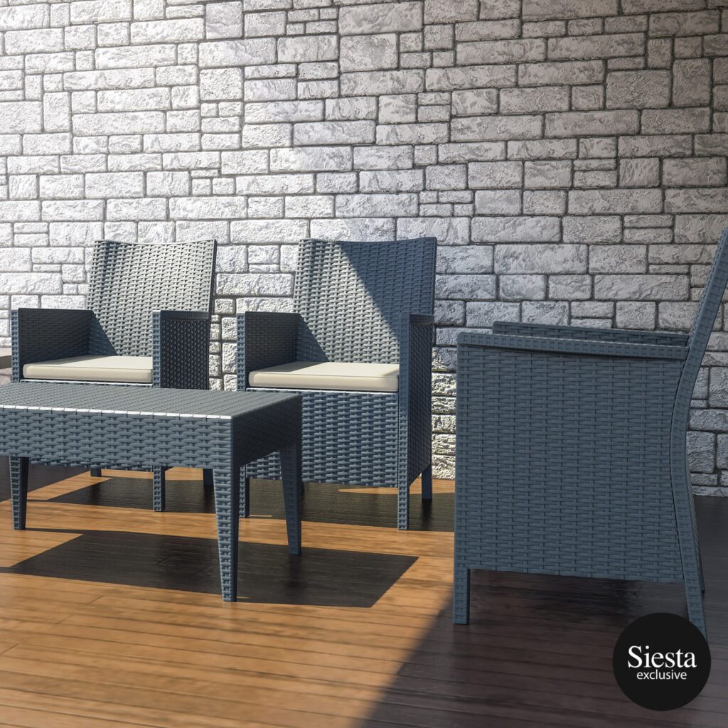 California Tub Chair with cushion/ Tequila Lounge Table 3 Seat Package – White image