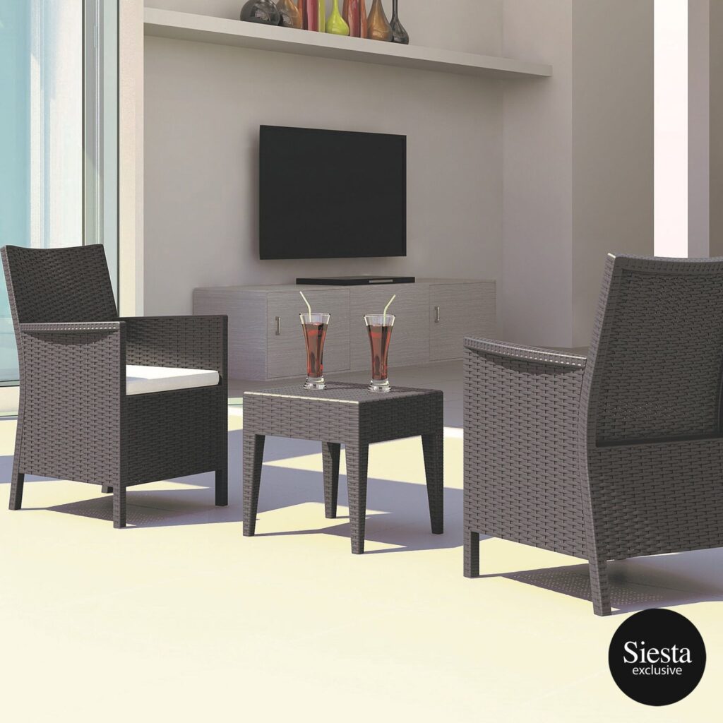 California Tub Chair with cushion/ Tequila Side Table – Chocolate image