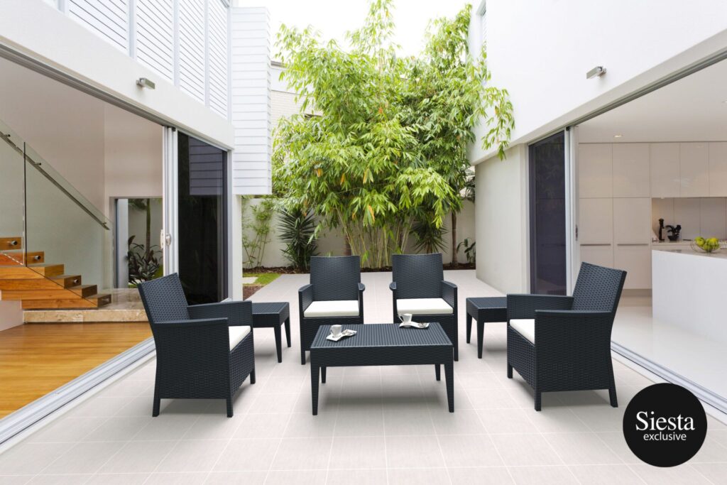 California Tub Chair with cushion/ Tequila Side Table/ Tequila Lounge Table 4 Seat Package – White image