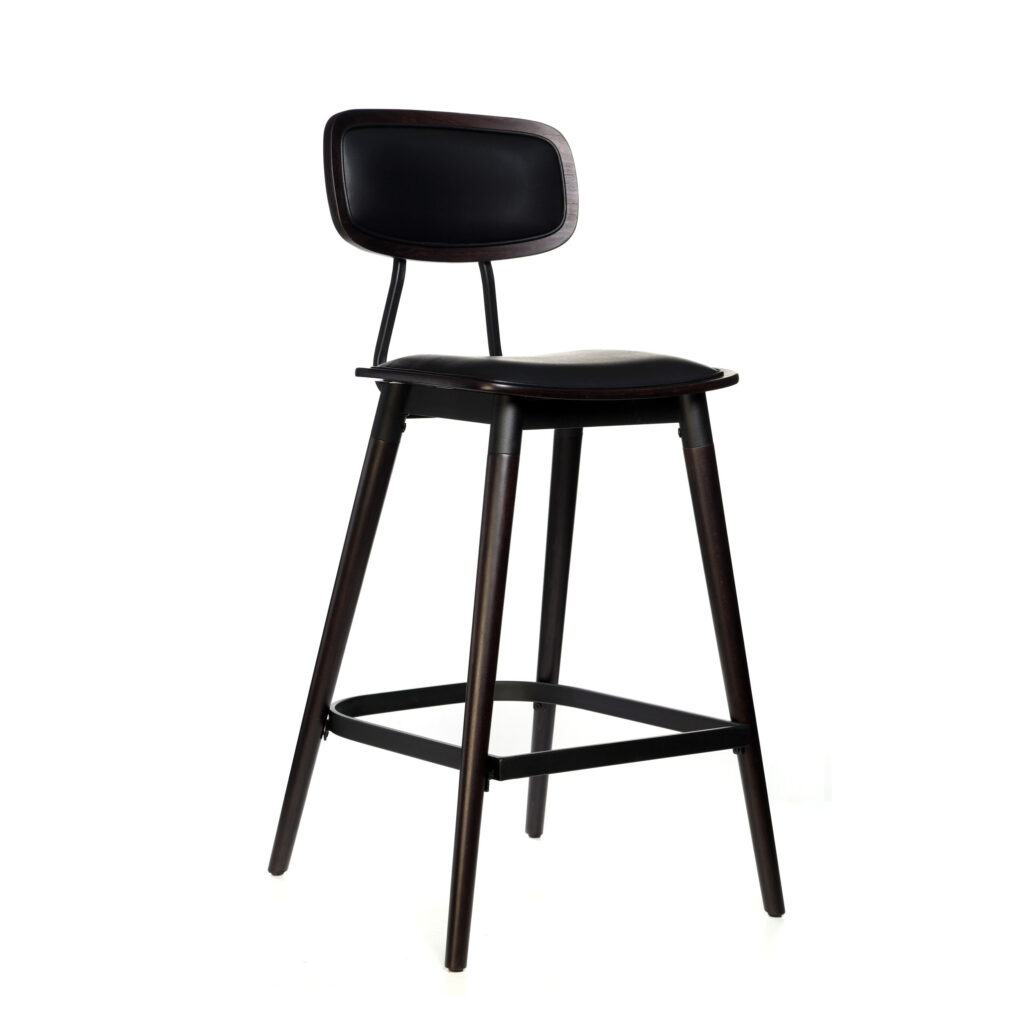 Felix Barstool – Black Vinyl Seat – Chocolate – Black Frame image