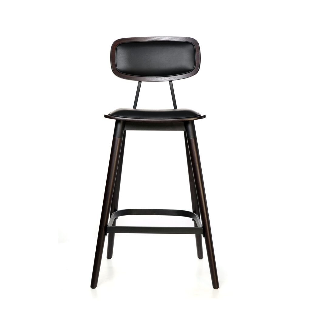 Felix Barstool – Black Vinyl Seat – Chocolate – Black Frame image
