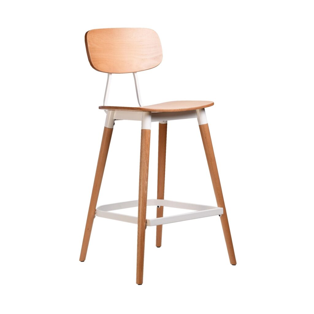 Felix Barstool – Ply Seat – Lancaster Oak – White Frame image