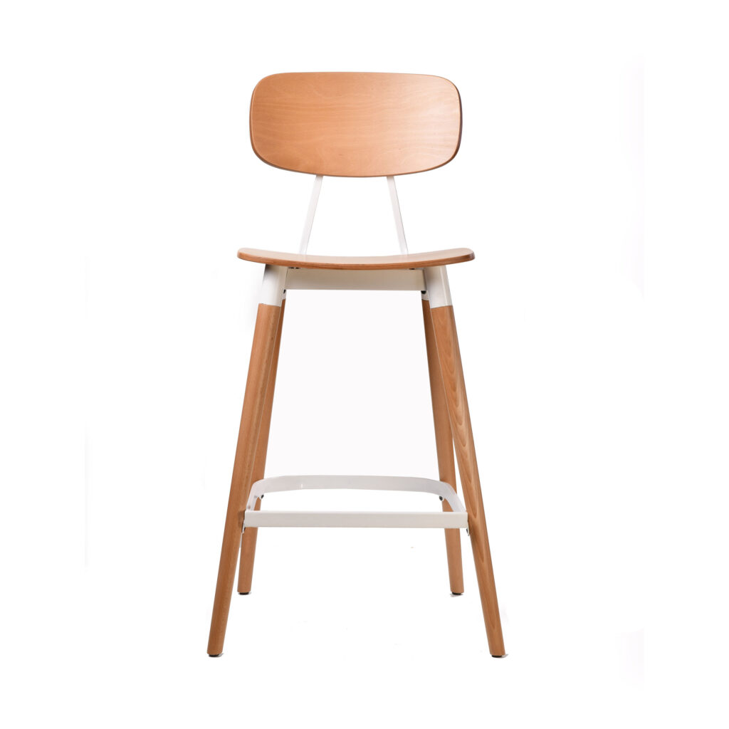 Felix Barstool – Ply Seat – Lancaster Oak – White Frame image
