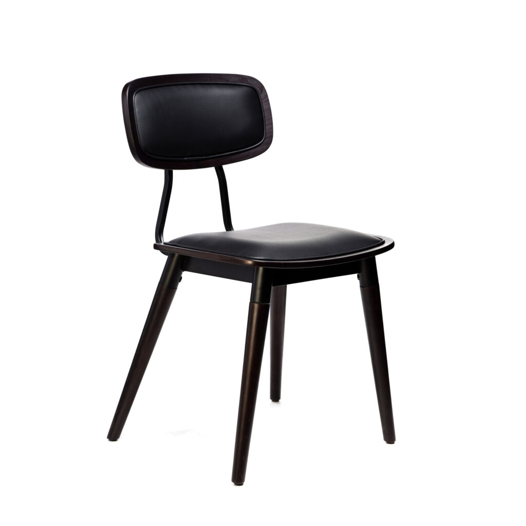 Felix Chair – Black Vinyl Seat – Chocolate – Black Frame image