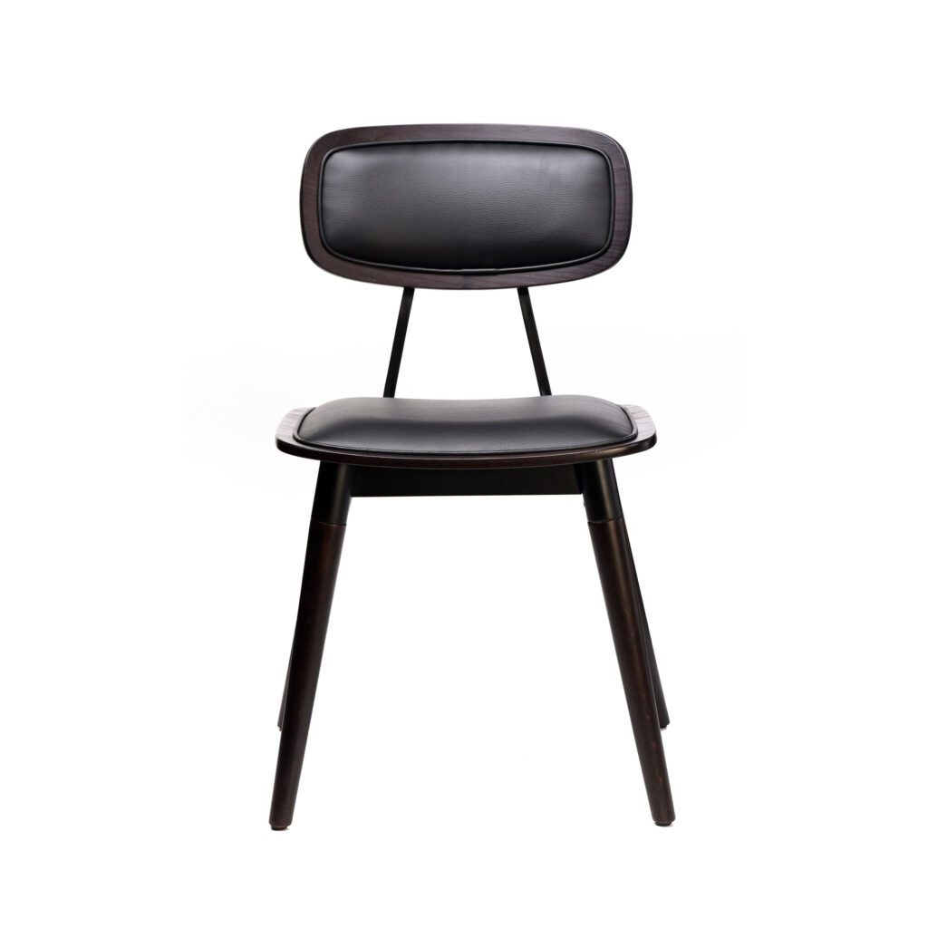 Felix Chair – Black Vinyl Seat – Chocolate – Black Frame image