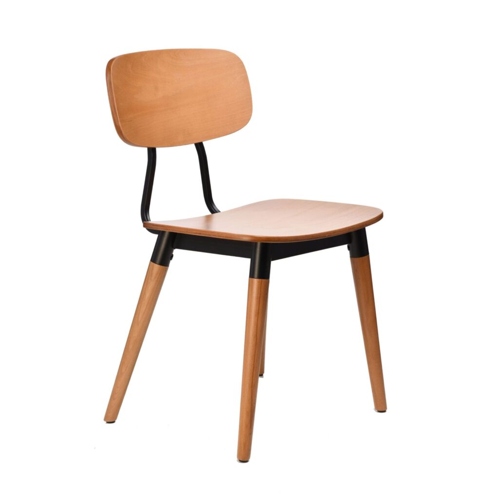 Felix Chair – Ply Seat – Lancaster Oak – Black Frame image