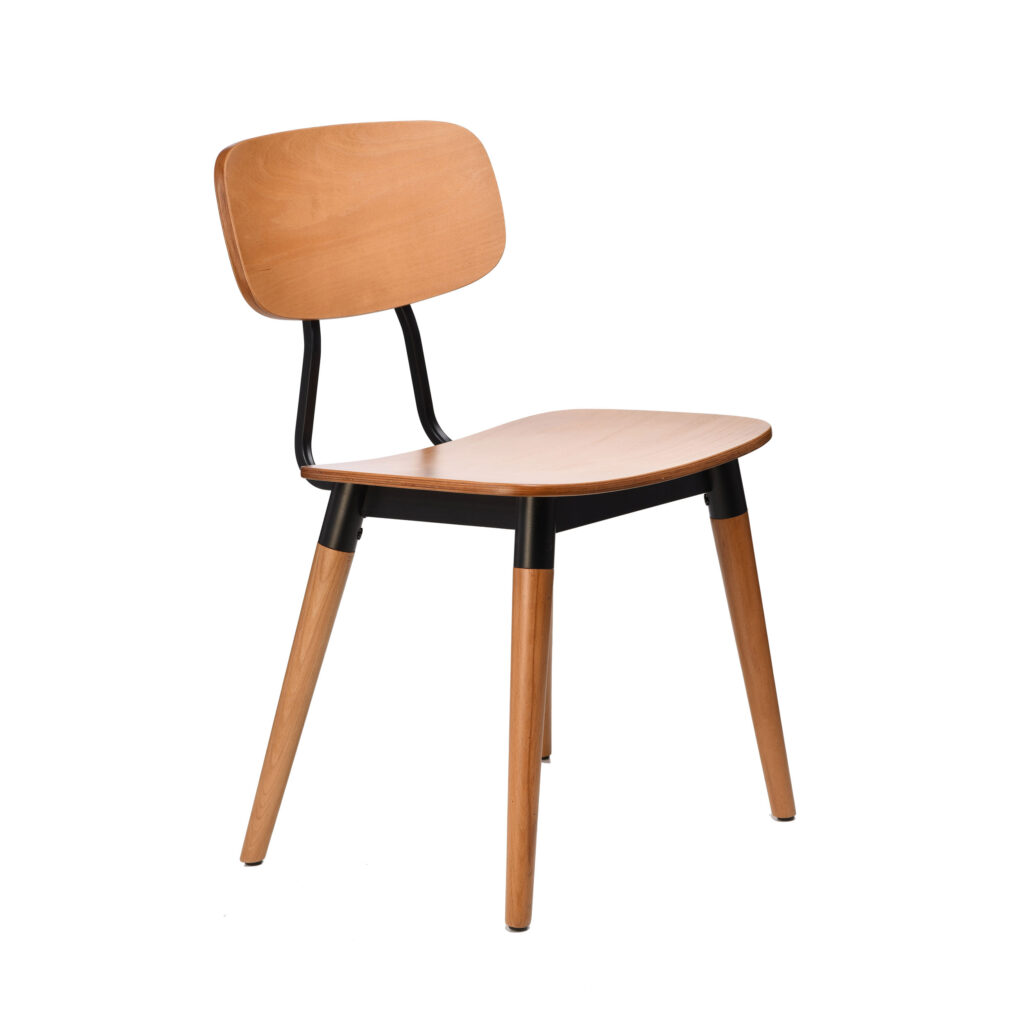 Felix Chair – Ply Seat – Lancaster Oak – Black Frame image