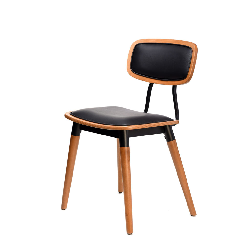 Felix Chair – Ply Seat – Lancaster Oak – Black Frame image
