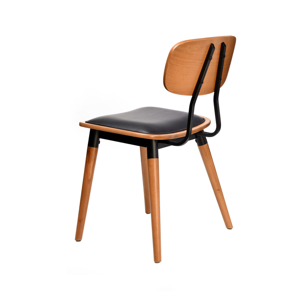 Felix Chair – Ply Seat – Lancaster Oak – Black Frame image