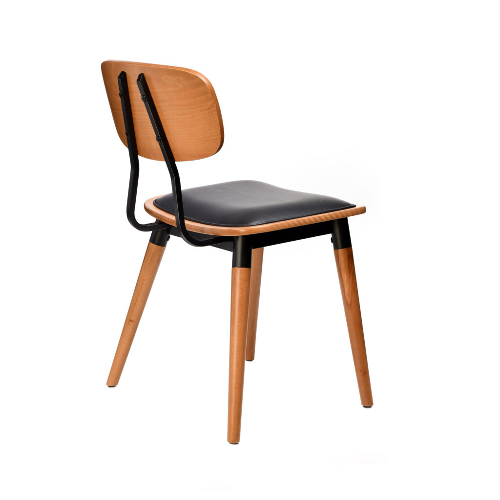 Felix Chair – Ply Seat – Lancaster Oak – Black Frame image
