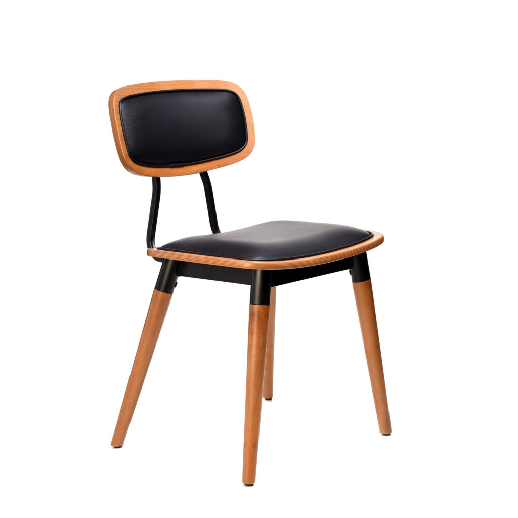 Felix Chair – Ply Seat – Lancaster Oak – Black Frame image