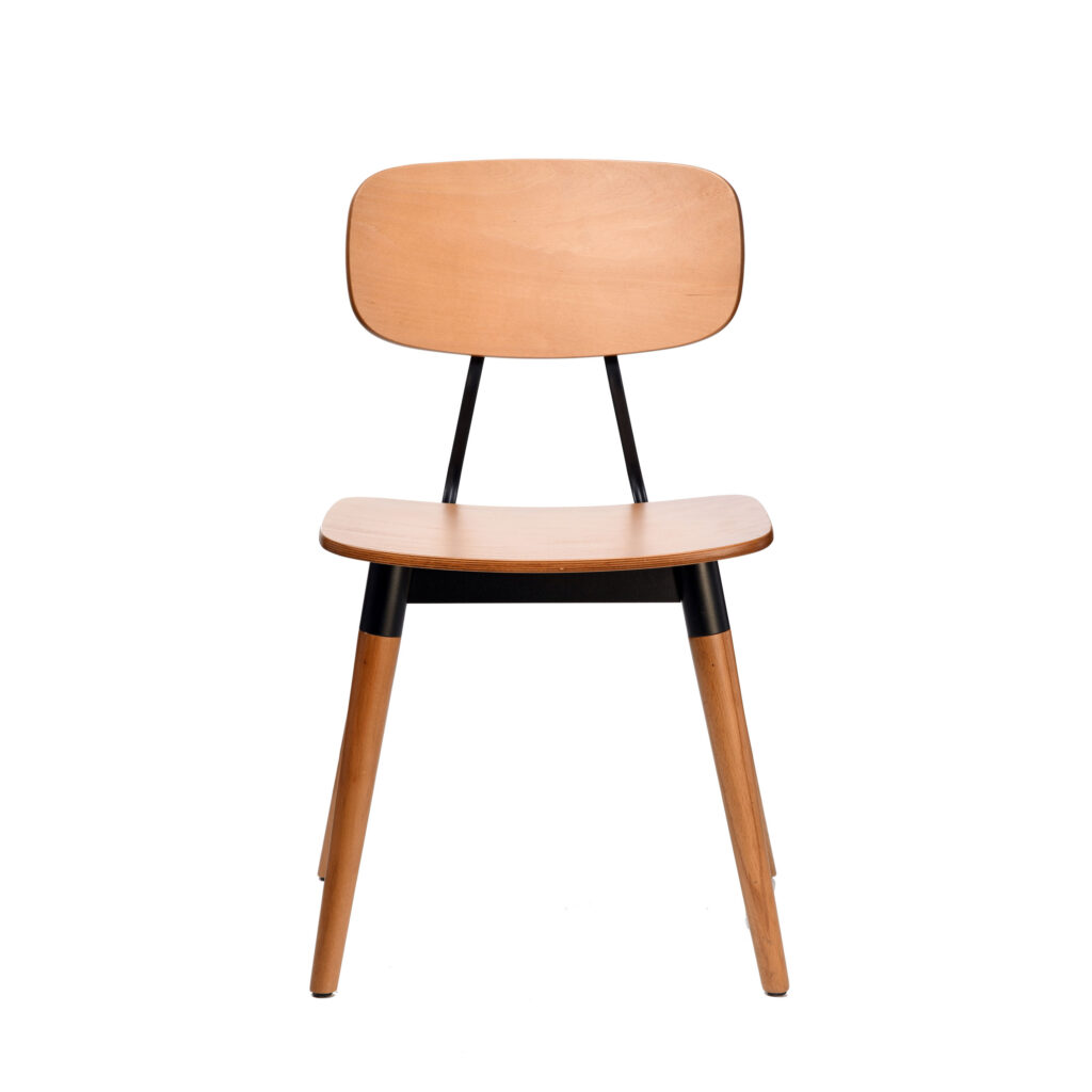 Felix Chair – Ply Seat – Lancaster Oak – Black Frame image