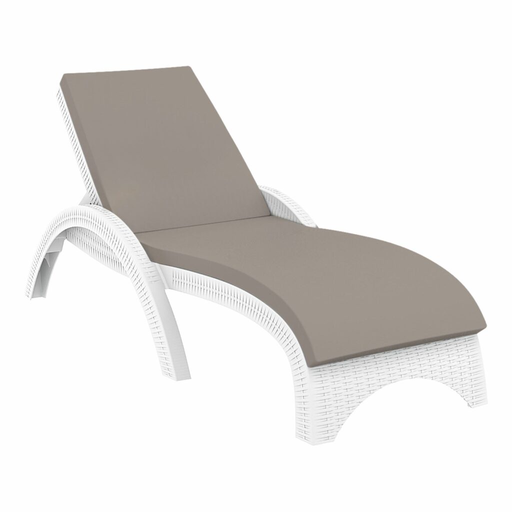 Fiji Sunlounger – White with Light Brown etisilk Cushion image