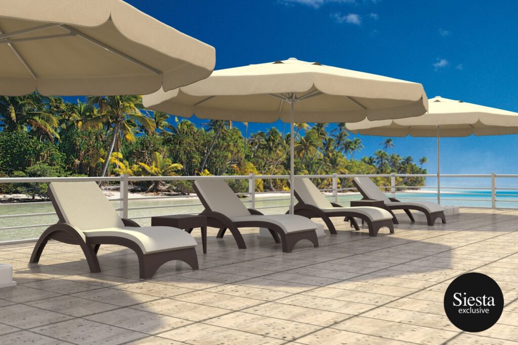 Fiji Sunlounger/Tequila Side Table 6 Pc Package – White With Beige Cushion image