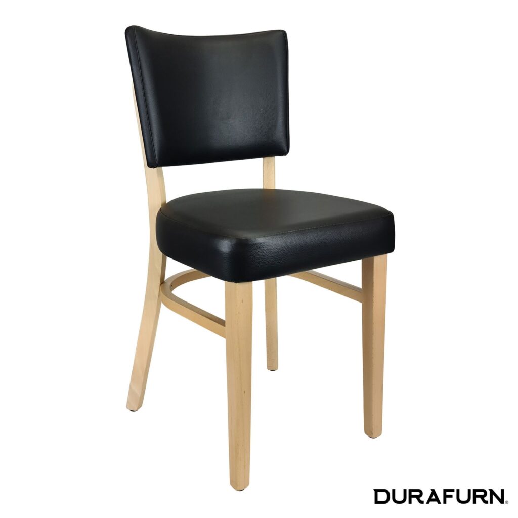 Memphis Chair – Black Dolaro Vinyl Seat and Backrest – Natural Frame image