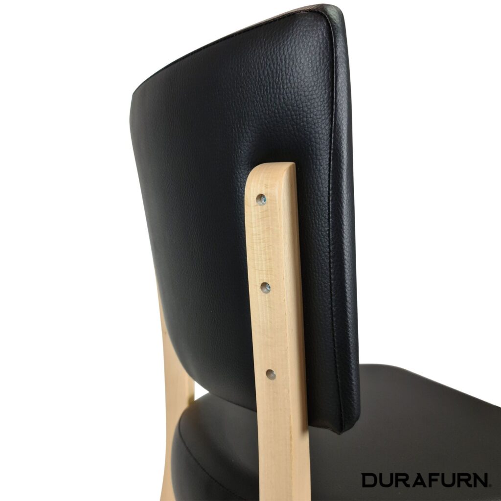 Memphis Chair – Black Dolaro Vinyl Seat and Backrest – Natural Frame image
