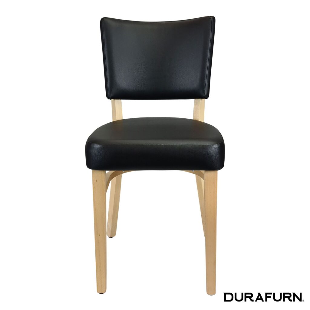 Memphis Chair – Black Dolaro Vinyl Seat and Backrest – Natural Frame image