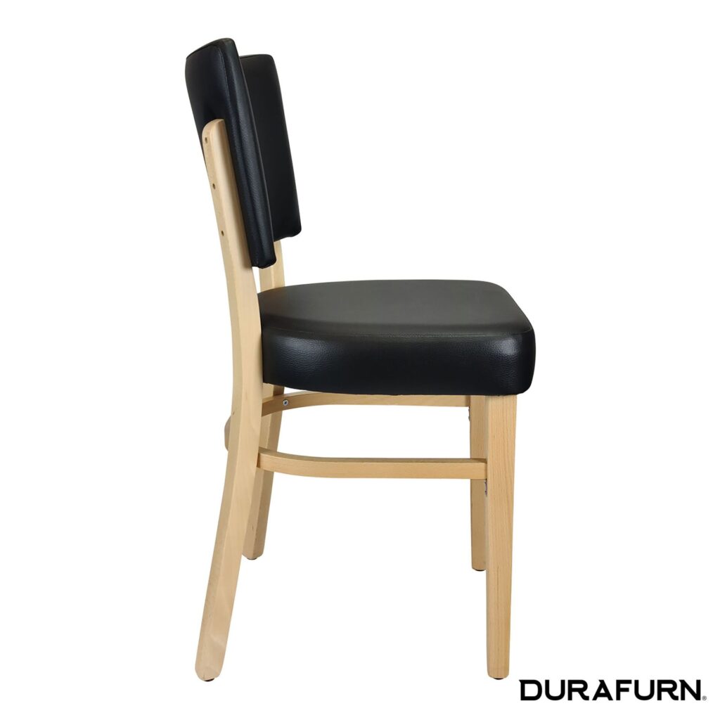 Memphis Chair – Black Dolaro Vinyl Seat and Backrest – Natural Frame image