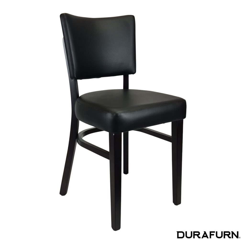 Memphis Chair – Black Dolaro Vinyl Seat and Backrest – Wenge H Frame image
