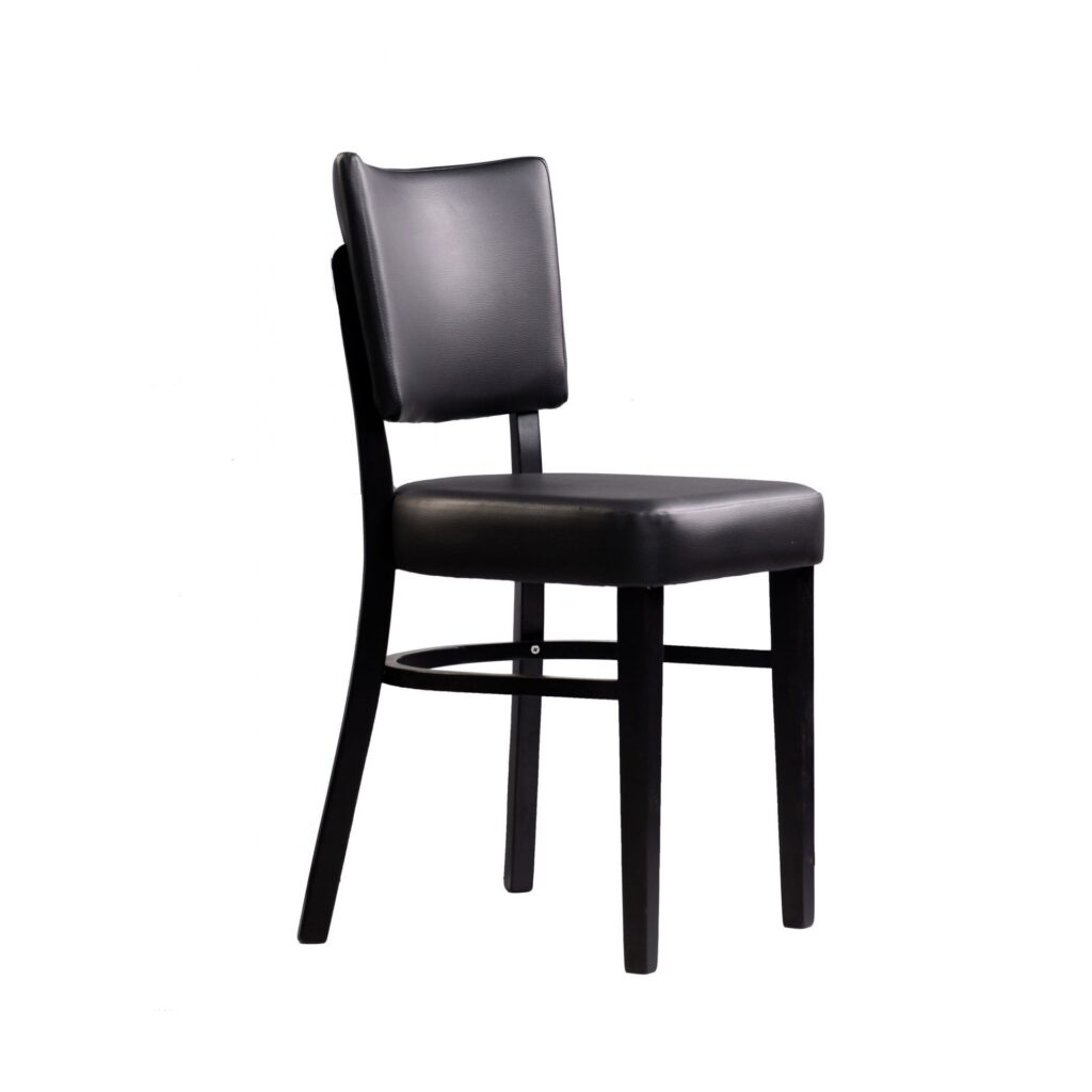 Memphis Chair – Black Dolaro Vinyl Seat and Backrest – Wenge H Frame image