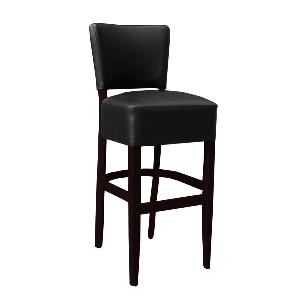 Memphis Club Barstool – Black Dolaro Vinyl Seat and Backrest – Wenge H image