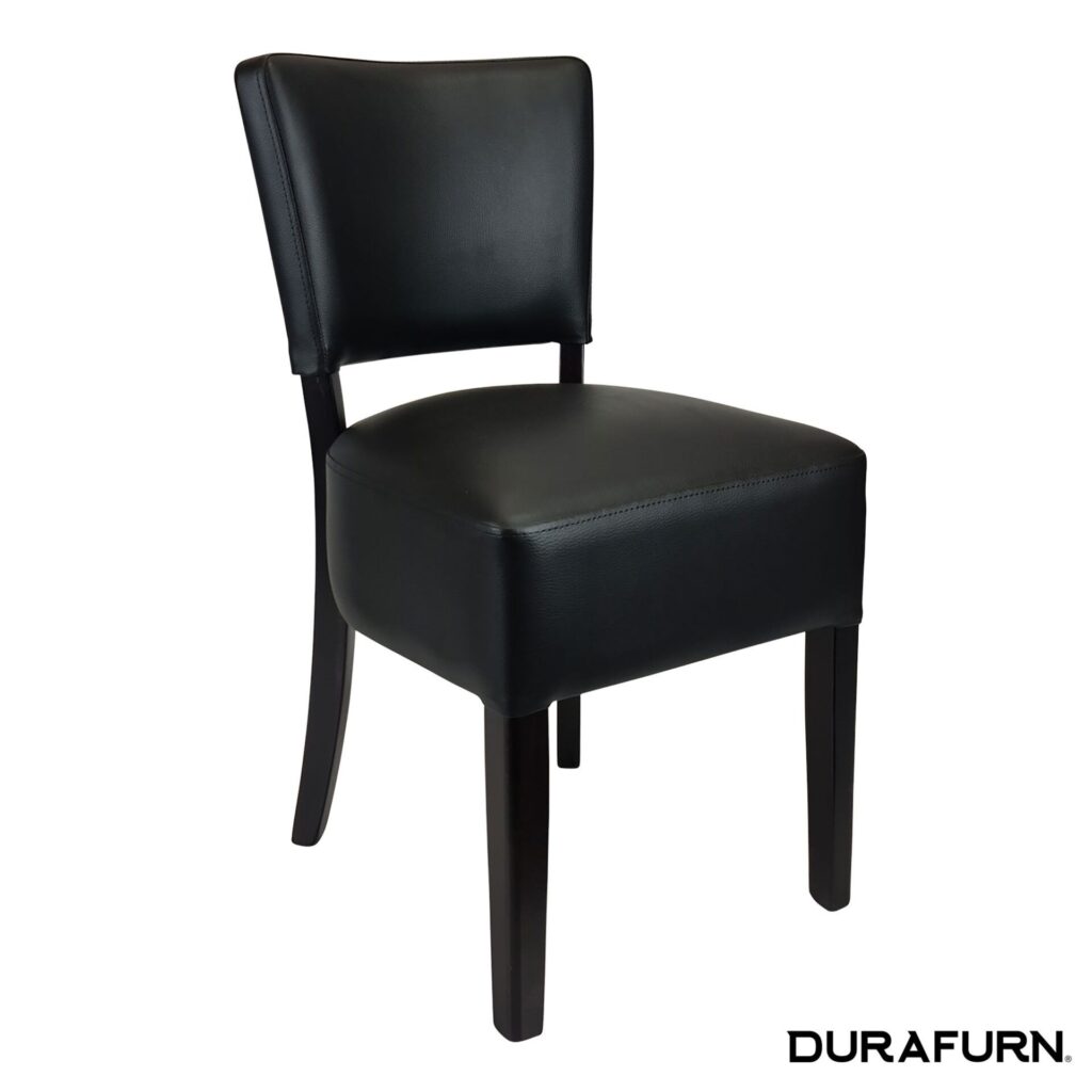 Memphis Club Chair – Black Dolaro Vinyl Seat and Backrest – Wenge Frame image
