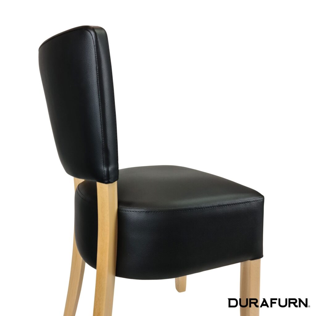 Memphis Club Chair – Black Dolaro Vinyl Seat and Backrest – Wenge Frame image