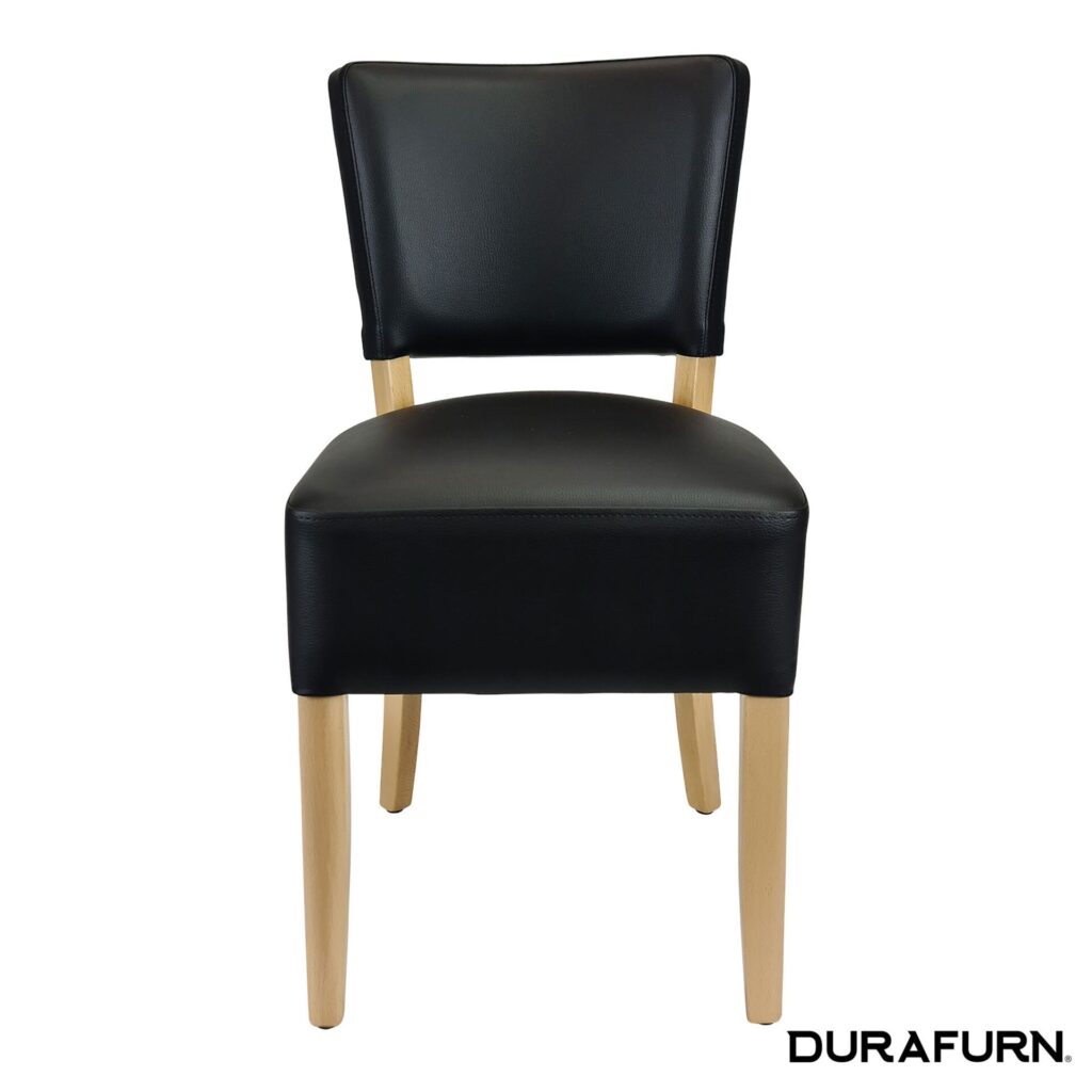 Memphis Club Chair – Black Dolaro Vinyl Seat and Backrest – Wenge Frame image