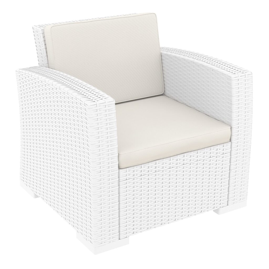 Monaco Lounge Armchair – White with cushion image