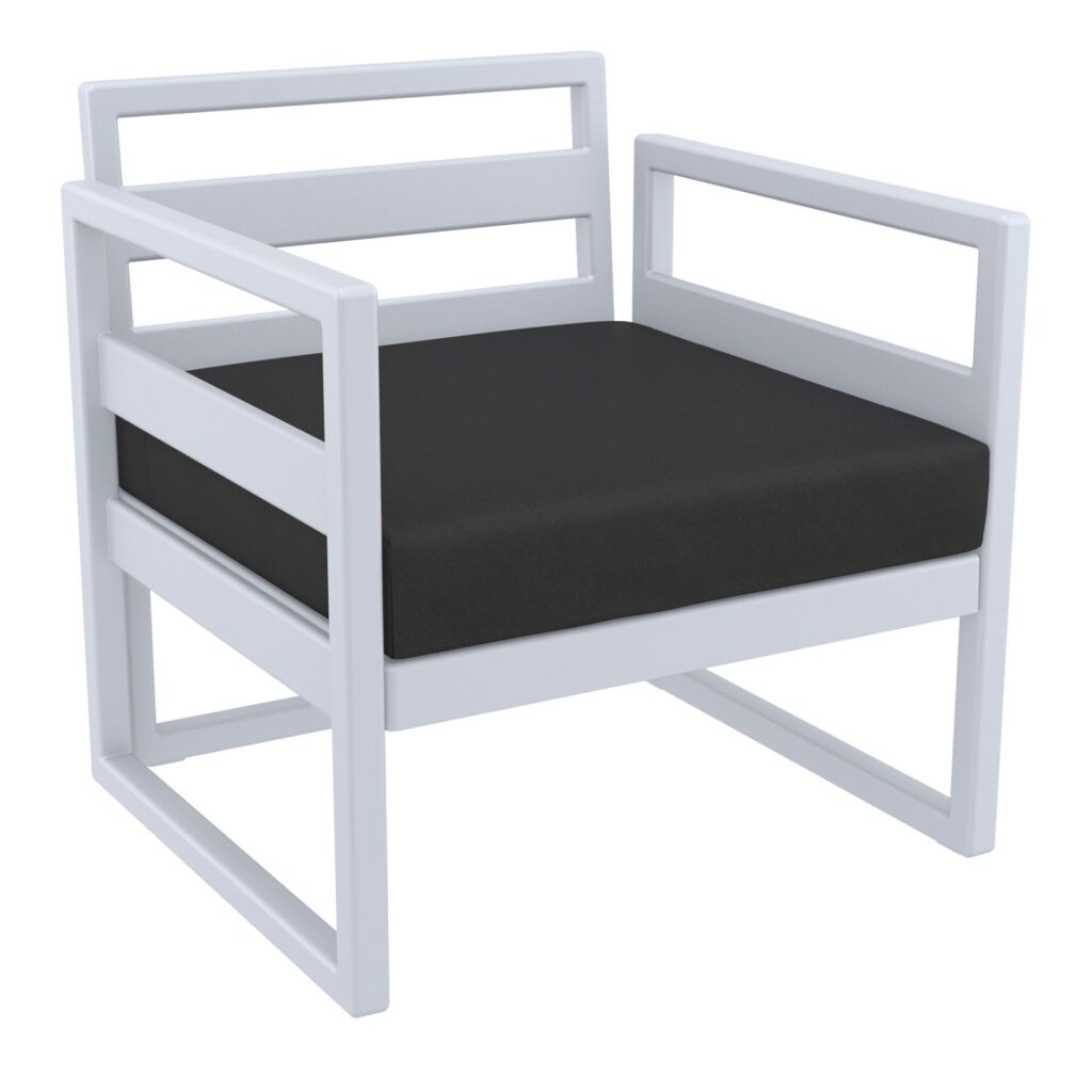 Mykonos Lounge Armchair – Silver Grey with Black Cushions image