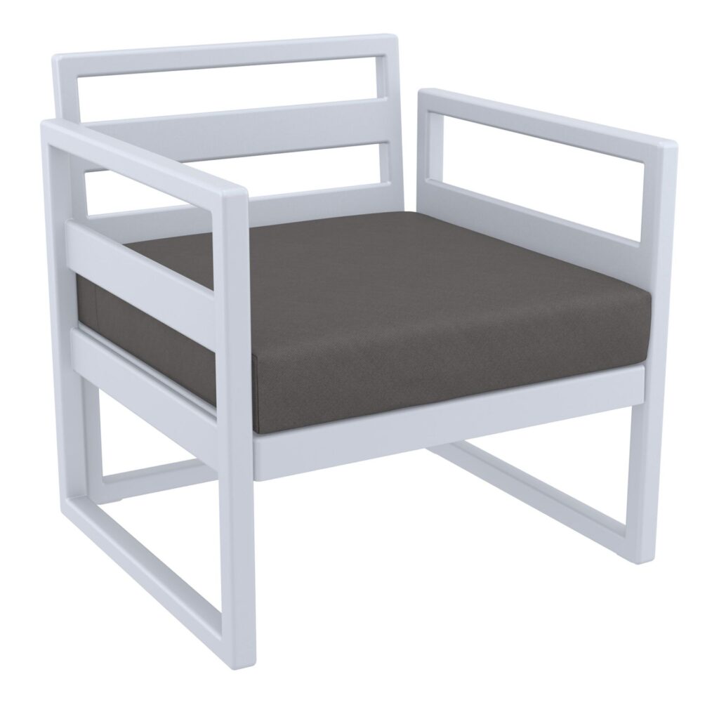 Mykonos Lounge Armchair – Silver Grey with Black Cushions image