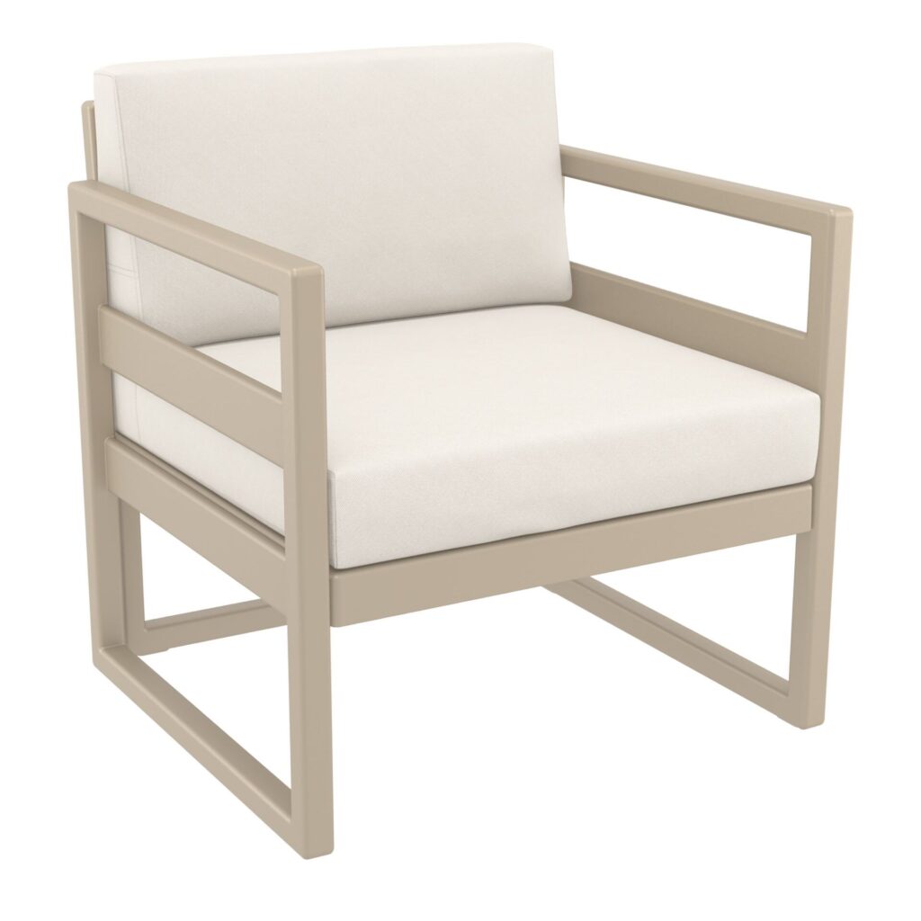 Mykonos Lounge Armchair – Silver Grey with Light Brown Cushions image