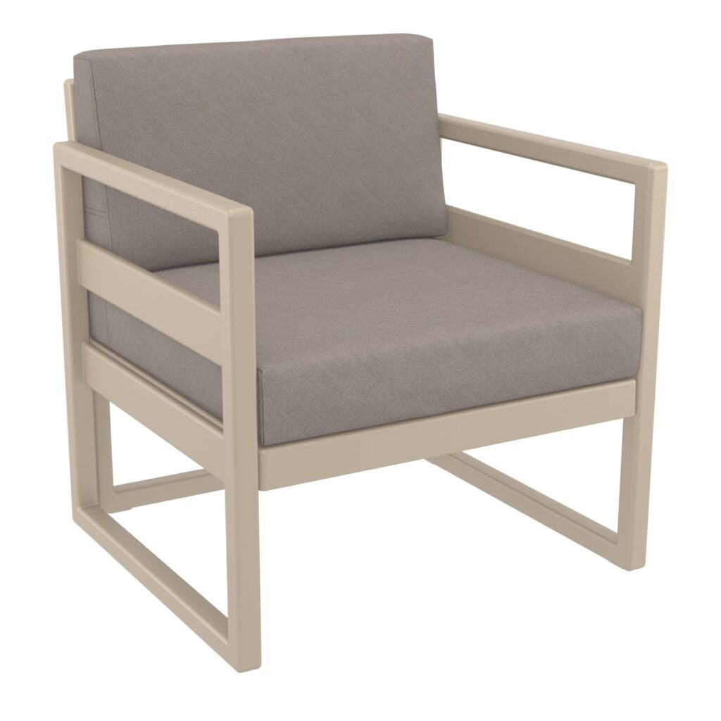 Mykonos Lounge Armchair – Silver Grey with Light Brown Cushions image