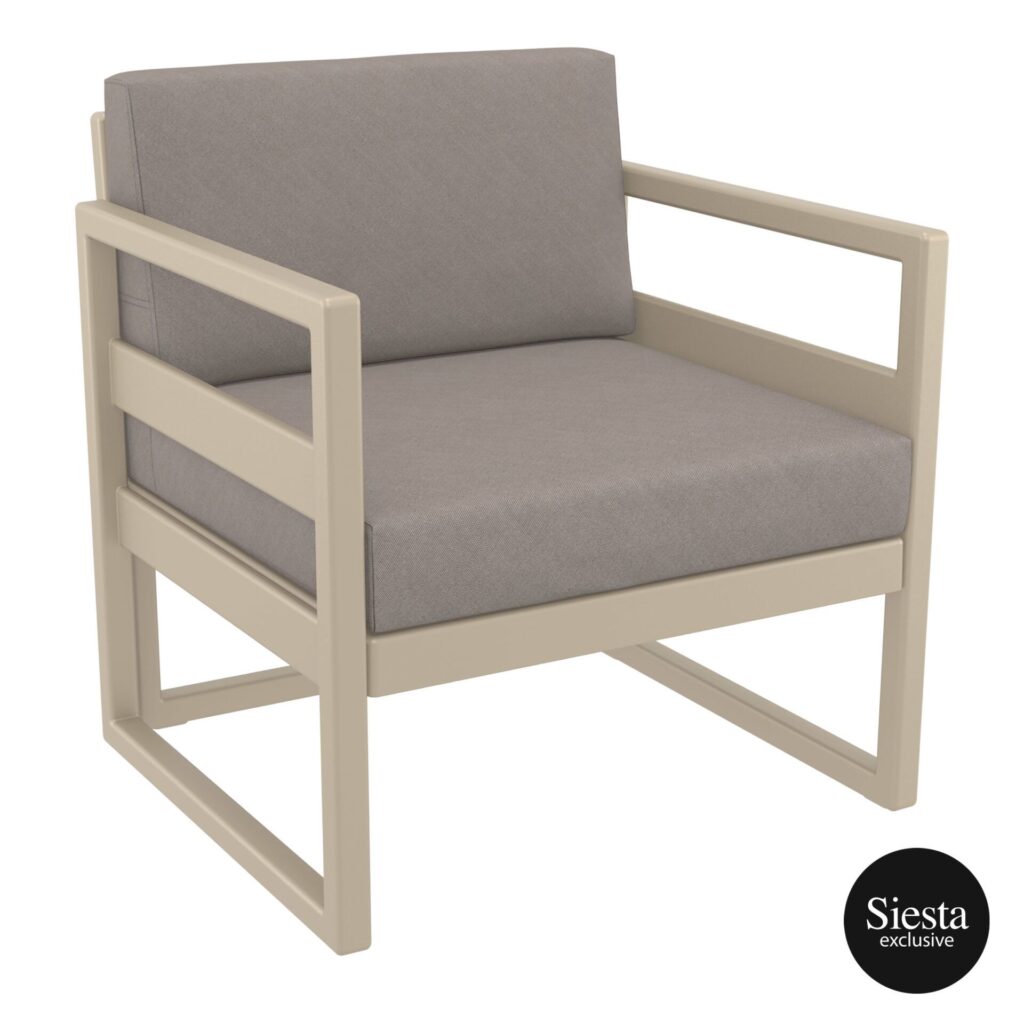 Mykonos Lounge Armchair – Taupe with Beige Cushions image
